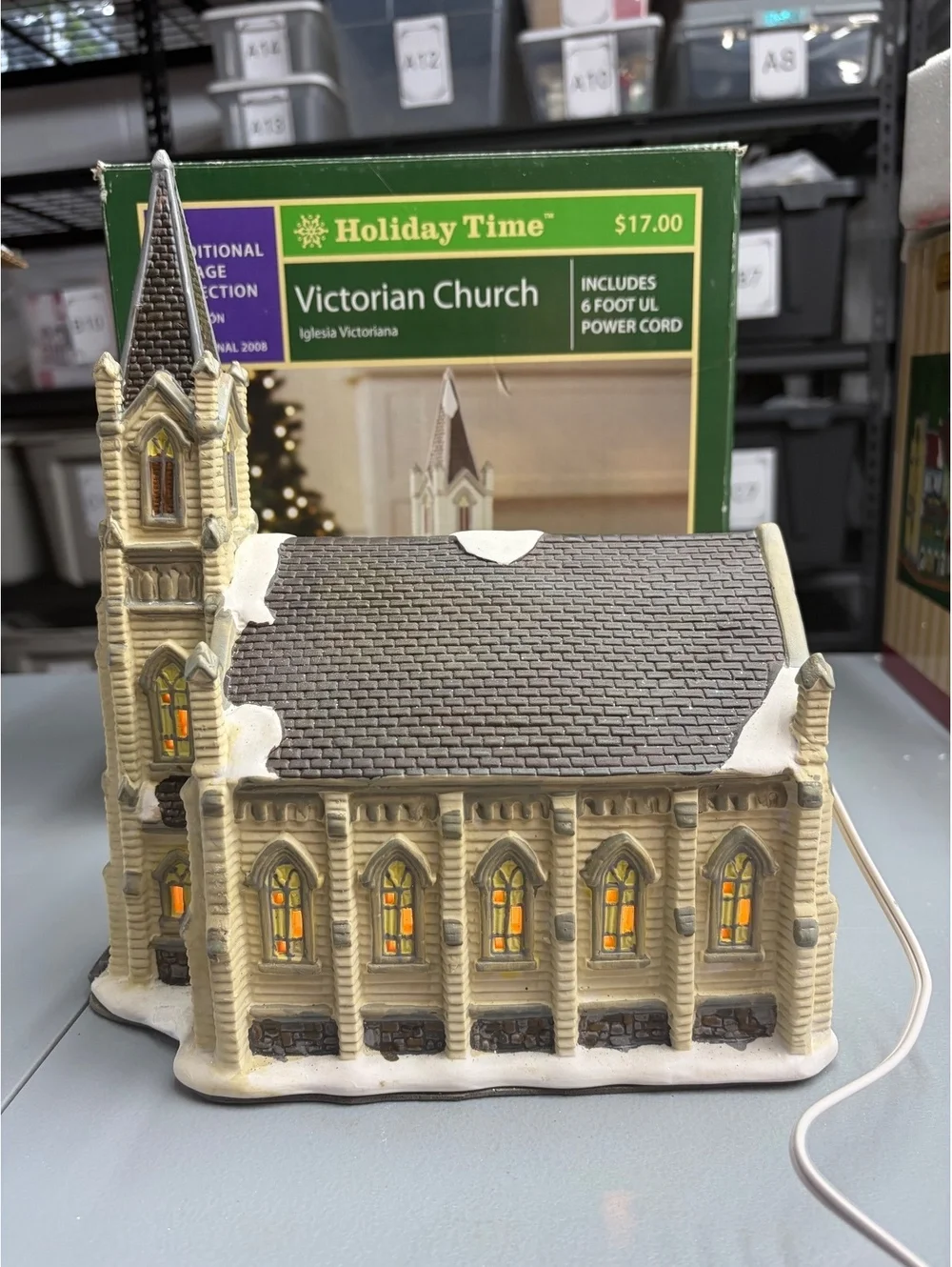 Holiday Time Victorian Church Tradional Collection Lighted Boxed & Cord 2009